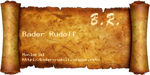 Bader Rudolf névjegykártya